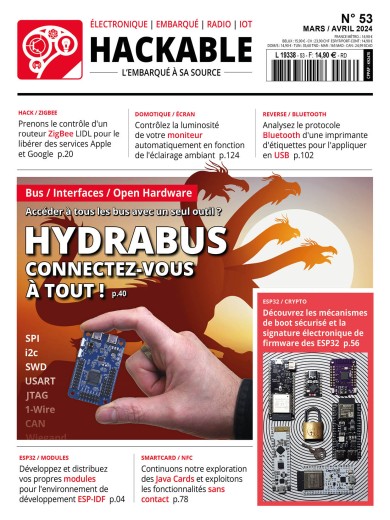 Bus / Interfaces / Open Hardware : Hydrabus, connectez-vous à tout ! SPI, i2c, SWD, USART, JTAG, 1-Wire, CAN, Wiegand